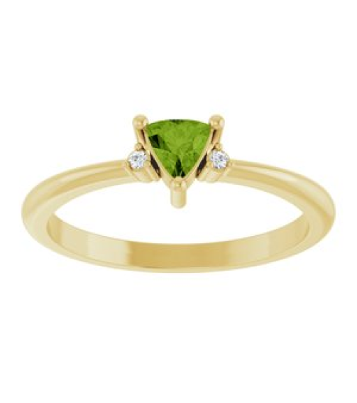 72435 Ring Set 14K Yellow Natural Peridot Trillion 4 X 4 X 4 Mm Natural Diamond Polished Natural Peridot And .015 Ctw Natural Diamond Ring