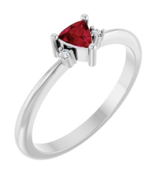 72435 Ring Set Platinum Lab-Grown Ruby Trillion 4 X 4 X 4 Mm Natural Diamond Polished Lab-Grown Ruby And .015 Ctw Natural Diamond Ring