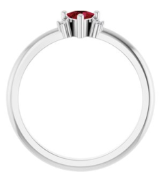 72435 Ring Set Platinum Lab-Grown Ruby Trillion 4 X 4 X 4 Mm Natural Diamond Polished Lab-Grown Ruby And .015 Ctw Natural Diamond Ring