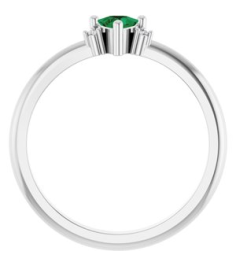 72435 Ring Set 14K White Lab-Grown Emerald Trillion 4 X 4 X 4 Mm Natural Diamond Polished Lab-Grown Emerald And .015 Ctw Natural Diamond Ring