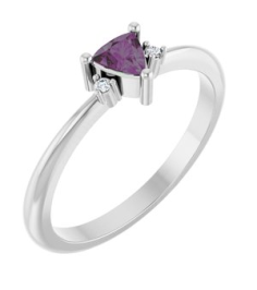 72435 Ring Set Platinum Lab-Grown Alexandrite Trillion 4 X 4 X 4 Mm Natural Diamond Polished Lab-Grown Alexandrite And .015 Ctw Natural Diamond Ring