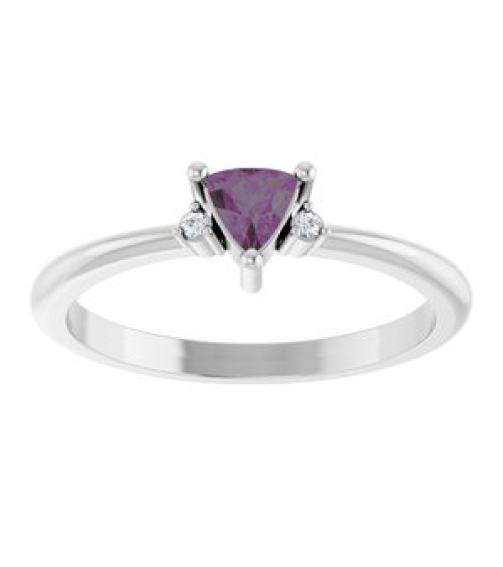 72435 Ring Set Platinum Lab-Grown Alexandrite Trillion 4 X 4 X 4 Mm Natural Diamond Polished Lab-Grown Alexandrite And .015 Ctw Natural Diamond Ring