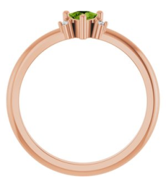 72435 Ring Set 14K Rose Natural Peridot Trillion 4 X 4 X 4 Mm Natural Diamond Polished Natural Peridot And .015 Ctw Natural Diamond Ring