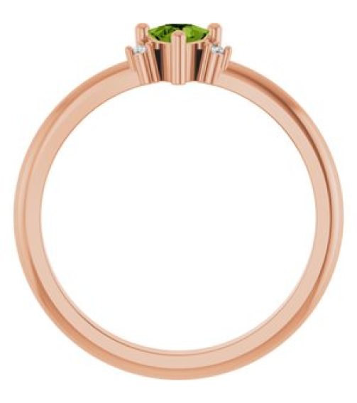 72435 Ring Set 14K Rose Natural Peridot Trillion 4 X 4 X 4 Mm Natural Diamond Polished Natural Peridot And .015 Ctw Natural Diamond Ring