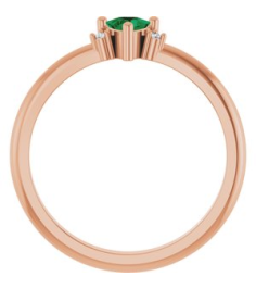 72435 Ring Set 14K Rose Natural Emerald Trillion 4 X 4 X 4 Mm Natural Diamond Polished Natural Emerald And .015 Ctw Natural Diamond Ring