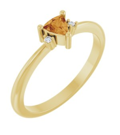 72435 Ring Set 14K Yellow Natural Citrine Trillion 4 X 4 X 4 Mm Natural Diamond Polished Natural Citrine And .015 Ctw Natural Diamond Ring