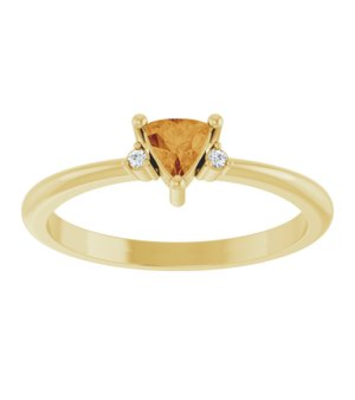 72435 Ring Set 14K Yellow Natural Citrine Trillion 4 X 4 X 4 Mm Natural Diamond Polished Natural Citrine And .015 Ctw Natural Diamond Ring