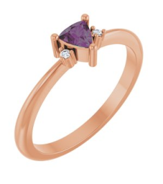 72435 Ring Set 14K Rose Lab-Grown Alexandrite Trillion 4 X 4 X 4 Mm Natural Diamond Polished Lab-Grown Alexandrite And .015 Ctw Natural Diamond Ring