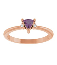 72435 Ring Set 14K Rose Lab-Grown Alexandrite Trillion 4 X 4 X 4 Mm Natural Diamond Polished Lab-Grown Alexandrite And .015 Ctw Natural Diamond Ring