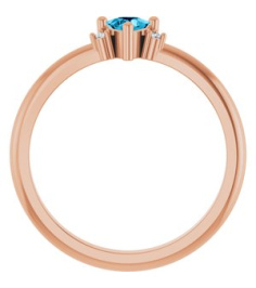 72435 Ring Set 14K Rose Natural Aquamarine Trillion 4 X 4 X 4 Mm Natural Diamond Polished Natural Aquamarine And .015 Ctw Natural Diamond Ring
