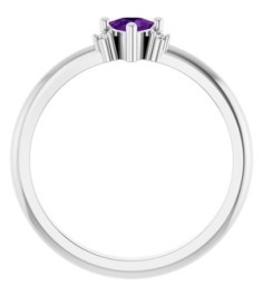 72435 Ring Set 14K White Natural Amethyst Trillion 4 X 4 X 4 Mm Natural Diamond Polished Natural Amethyst And .015 Ctw Natural Diamond Ring