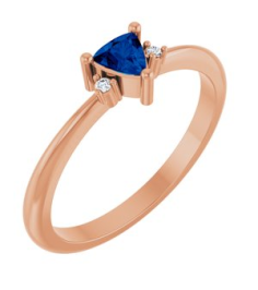 72435 Ring Set 14K Rose Lab-Grown Blue Sapphire Trillion 4 X 4 X 4 Mm Natural Diamond Polished Lab-Grown Blue Sapphire And .015 Ctw Natural Diamond Ring