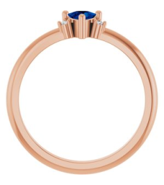 72435 Ring Set 14K Rose Lab-Grown Blue Sapphire Trillion 4 X 4 X 4 Mm Natural Diamond Polished Lab-Grown Blue Sapphire And .015 Ctw Natural Diamond Ring