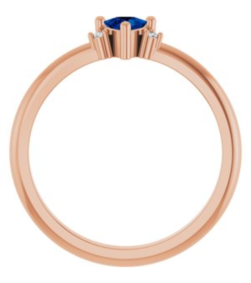 72435 Ring Set 14K Rose Lab-Grown Blue Sapphire Trillion 4 X 4 X 4 Mm Natural Diamond Polished Lab-Grown Blue Sapphire And .015 Ctw Natural Diamond Ring