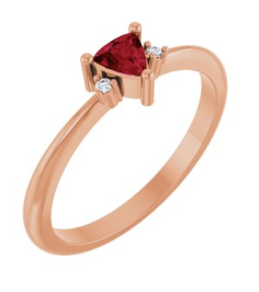 72435 Ring Set 14K Rose Lab-Grown Ruby Trillion 4 X 4 X 4 Mm Natural Diamond Polished Lab-Grown Ruby And .015 Ctw Natural Diamond Ring
