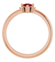 72435 Ring Set 14K Rose Lab-Grown Ruby Trillion 4 X 4 X 4 Mm Natural Diamond Polished Lab-Grown Ruby And .015 Ctw Natural Diamond Ring