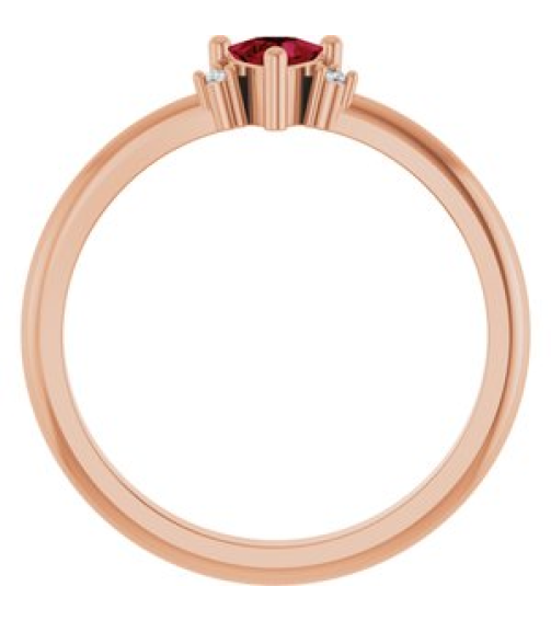 72435 Ring Set 14K Rose Lab-Grown Ruby Trillion 4 X 4 X 4 Mm Natural Diamond Polished Lab-Grown Ruby And .015 Ctw Natural Diamond Ring