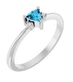 72435 Ring Set Platinum Natural Aquamarine Trillion 4 X 4 X 4 Mm Natural Diamond Polished Natural Aquamarine And .015 Ctw Natural Diamond Ring