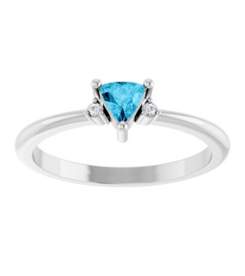 72435 Ring Set Platinum Natural Aquamarine Trillion 4 X 4 X 4 Mm Natural Diamond Polished Natural Aquamarine And .015 Ctw Natural Diamond Ring