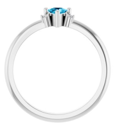 72435 Ring Set Platinum Natural Aquamarine Trillion 4 X 4 X 4 Mm Natural Diamond Polished Natural Aquamarine And .015 Ctw Natural Diamond Ring