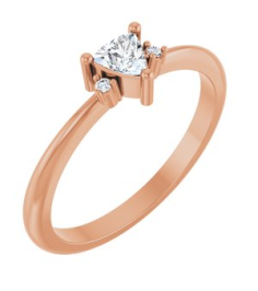 72435 Ring Set 14K Rose Natural White Sapphire Trillion 4 X 4 X 4 Mm Natural Diamond Polished Natural White Sapphire And .015 Ctw Natural Diamond Ring
