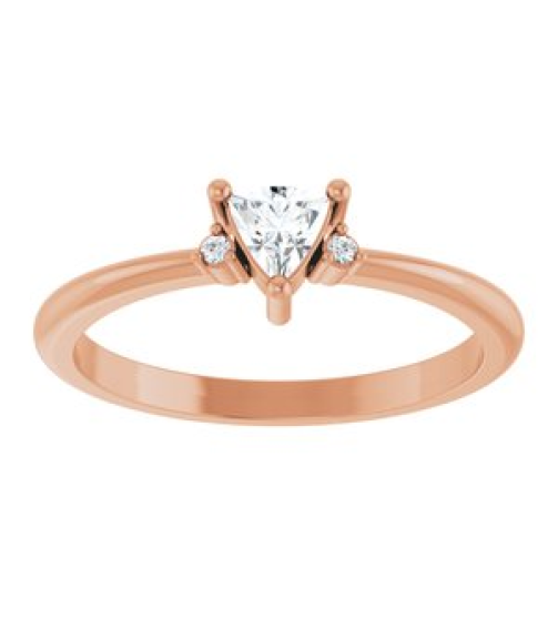 72435 Ring Set 14K Rose Natural White Sapphire Trillion 4 X 4 X 4 Mm Natural Diamond Polished Natural White Sapphire And .015 Ctw Natural Diamond Ring