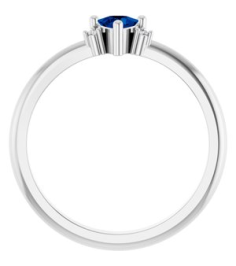72435 Ring Set 14K White Lab-Grown Blue Sapphire Trillion 4 X 4 X 4 Mm Natural Diamond Polished Lab-Grown Blue Sapphire And .015 Ctw Natural Diamond Ring