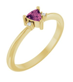 72435 Ring Set 14K Yellow Natural Pink Tourmaline Trillion 4 X 4 X 4 Mm Natural Diamond Polished Natural Pink Tourmaline And .015 Ctw Natural Diamond Ring
