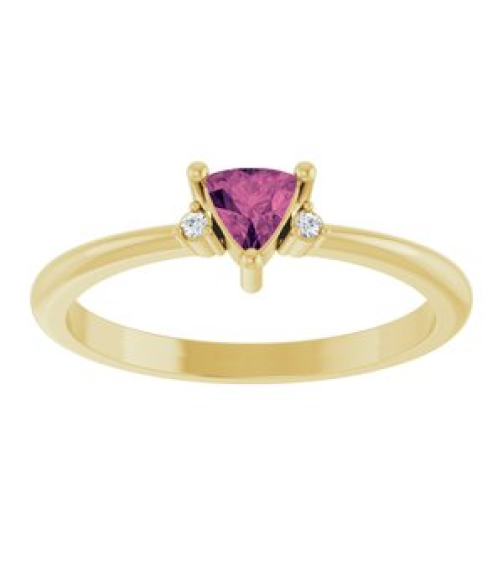 72435 Ring Set 14K Yellow Natural Pink Tourmaline Trillion 4 X 4 X 4 Mm Natural Diamond Polished Natural Pink Tourmaline And .015 Ctw Natural Diamond Ring