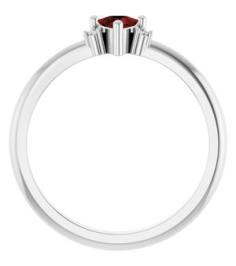 72435 Ring Set 14K White Natural Mozambique Garnet Trillion 4 X 4 X 4 Mm Natural Diamond Polished Natural Mozambique Garnet And .015 Ctw Natural Diamond Ring