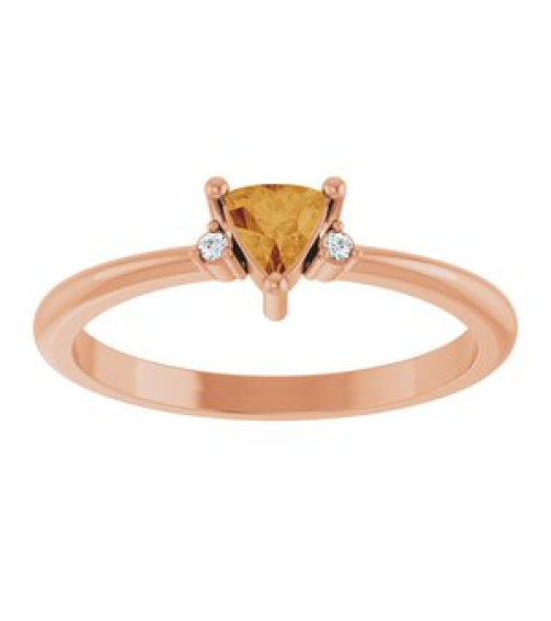 72435 Ring Set 14K Rose Natural Citrine Trillion 4 X 4 X 4 Mm Natural Diamond Polished Natural Citrine And .015 Ctw Natural Diamond Ring