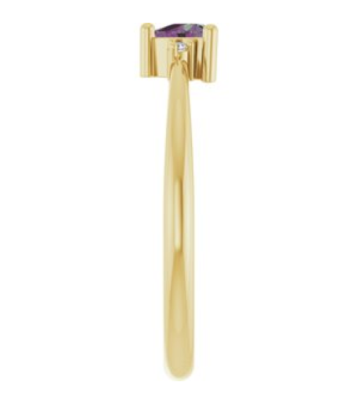 72435 Ring Set 14K Yellow Lab-Grown Alexandrite Trillion 4 X 4 X 4 Mm Natural Diamond Polished Lab-Grown Alexandrite And .015 Ctw Natural Diamond Ring