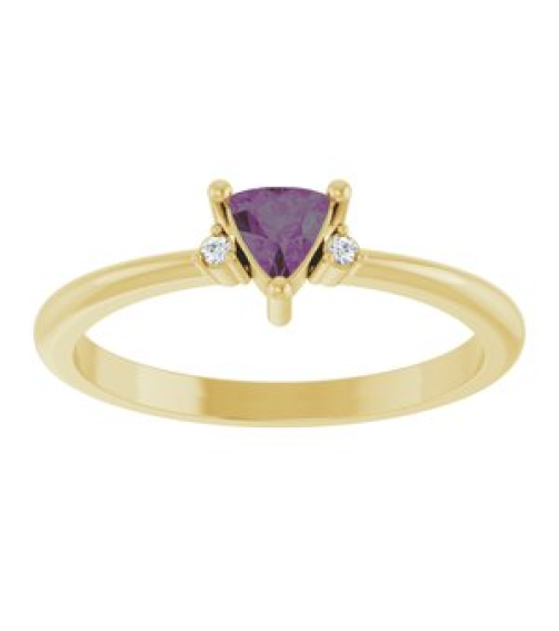 72435 Ring Set 14K Yellow Lab-Grown Alexandrite Trillion 4 X 4 X 4 Mm Natural Diamond Polished Lab-Grown Alexandrite And .015 Ctw Natural Diamond Ring