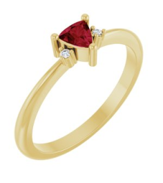 72435 Ring Set 14K Yellow Natural Ruby Trillion 4 X 4 X 4 Mm Natural Diamond Polished Natural Ruby And .015 Ctw Natural Diamond Ring