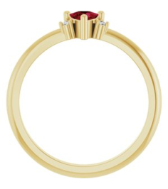 72435 Ring Set 14K Yellow Natural Ruby Trillion 4 X 4 X 4 Mm Natural Diamond Polished Natural Ruby And .015 Ctw Natural Diamond Ring