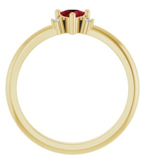 72435 Ring Set 14K Yellow Natural Ruby Trillion 4 X 4 X 4 Mm Natural Diamond Polished Natural Ruby And .015 Ctw Natural Diamond Ring