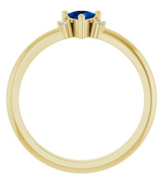 72435 Ring Set 14K Yellow Lab-Grown Blue Sapphire Trillion 4 X 4 X 4 Mm Natural Diamond Polished Lab-Grown Blue Sapphire And .015 Ctw Natural Diamond Ring