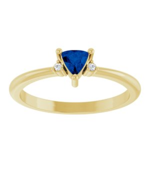 72435 Ring Set 14K Yellow Lab-Grown Blue Sapphire Trillion 4 X 4 X 4 Mm Natural Diamond Polished Lab-Grown Blue Sapphire And .015 Ctw Natural Diamond Ring