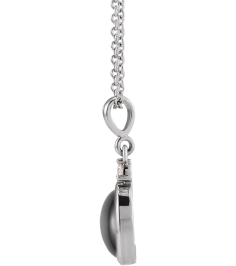 87438 Necklace Set Platinum Oval Natural Onyx 5 X 3Mm 0.02 Ctw Natural Diamond Si2-Si3, G-H 16-18 In Polished Natural Onyx And .02 Ct Natural Diamond Cabochon Bezel-Set Necklace