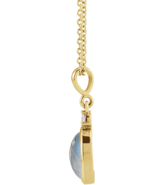 87438 Necklace Set 14K Yellow Oval Natural Rainbow Moonstone 10 X 8Mm 0.03 Ctw Natural Diamond I1, G-H 16-18 In Polished Natural Rainbow Moonstone And .03 Ct Natural Diamond Cabochon Bezel-Set Necklace
