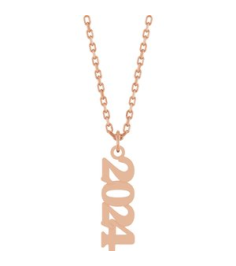 88746 Necklace 14K Rose 2024 19.1 X 5.4 Mm 18 In Polished Petite Year Necklace