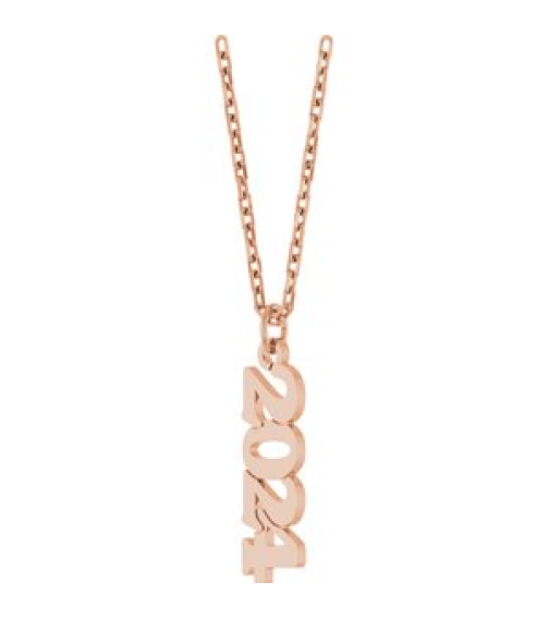 88746 Necklace 14K Rose 2024 19.1 X 5.4 Mm 18 In Polished Petite Year Necklace