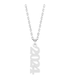 88746 Necklace 14K White 2024 19.1 X 5.4 Mm 18 In Polished Petite Year Necklace