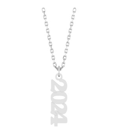 88746 Necklace 14K White 2024 19.1 X 5.4 Mm 18 In Polished Petite Year Necklace