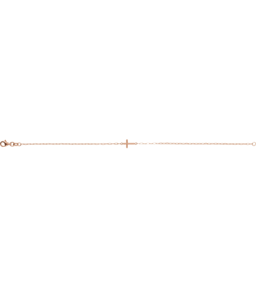 Brc965 Bracelet 14K Rose 12.4 X 7 Mm 7 In Polished Sideways Cross Bracelet