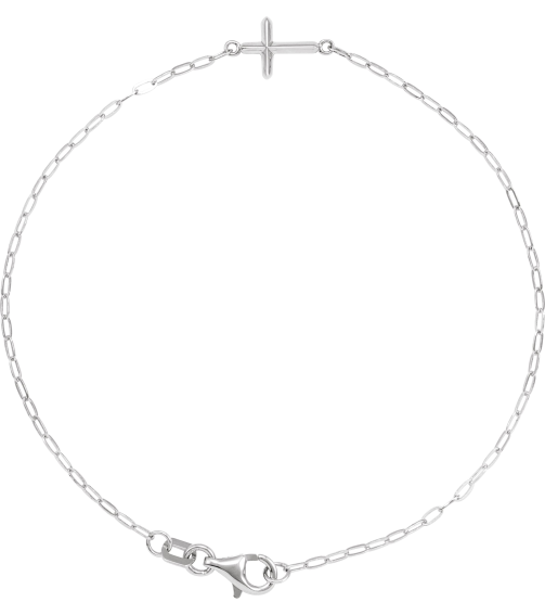 Brc965 Bracelet 14K White 12.4 X 7 Mm 7 In Polished Sideways Cross Bracelet
