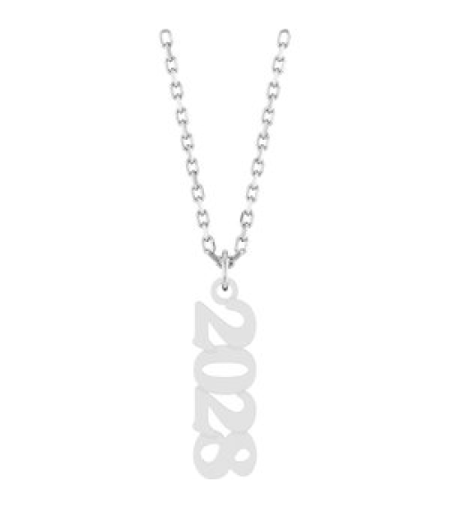88746 Necklace 14K White 2028 19.1 X 5.4 Mm 18 In Polished Petite Year Necklace