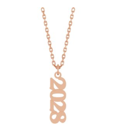 88746 Necklace 14K Rose 2028 19.1 X 5.4 Mm 18 In Polished Petite Year Necklace