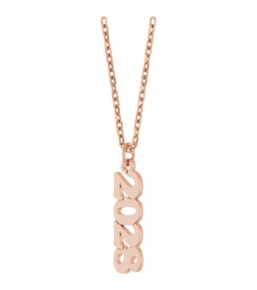 88746 Necklace 14K Rose 2028 19.1 X 5.4 Mm 18 In Polished Petite Year Necklace
