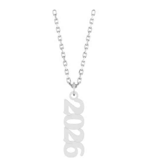 88746 Necklace 14K White 2026 19.1 X 5.4 Mm 18 In Polished Petite Year Necklace